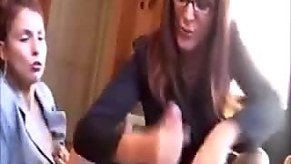 Two Wifes Give Handjobs