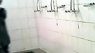 Spying group sexy moms in public shower room